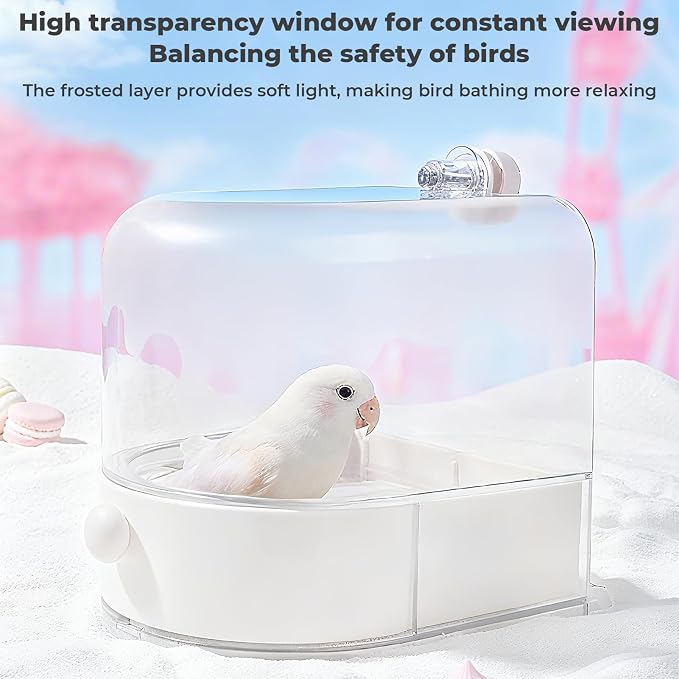 mini&moe Bird Bath for Cage, 4 in 1 Multifunction Birds House/Bath/Litter - Image 7