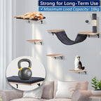 Cat Wall Shelves, Solid Wood Cat Wall Furniture Set, - Image 3