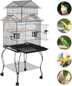 Yaheetech Budgie Cage 55-inch Rolling Standing Triple Roof Medium Parrot Cage - Image 7