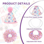 Dog Birthday Bandana with Hat and Dress Girl Set Puppy Birthday Party Supplies - Image 3