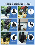Electric Aquarium Gravel Cleaner 6 in 1 Automatic Fish Tank Cleaning Tools - Image 2