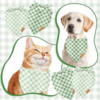 2Pcs Dog Bandanas Sage Green Plaid Triangle Pet Scarf Adjustable Puppy - Image 4