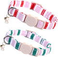 Elegant little tail 2 Pack Cat Collar-Pink Strip Cotton Breakaway Cat Collars by Elegantlittletail