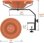 iBorn Bird Bath for Outside, Deck Mounted Bird Bath 12in，Birds Baths for - Image 2