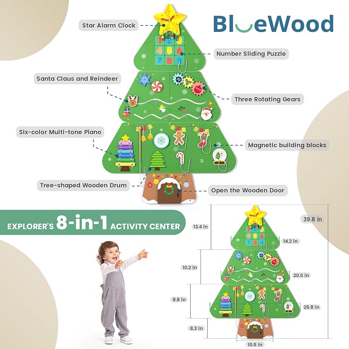 BlueWood Wooden Wall Busy Board Panels, Toddler Learning Activity Center - Image 2
