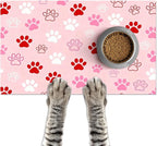 Puppy Paw Print Pet Feeding Mat 24x16 Inch Cute Pet Feeding Area Mat Pet Food by HOMETITUTE