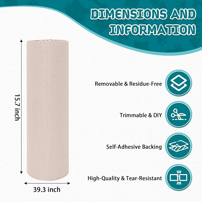 Climbing Cat Scratcher Mat Trimmable Cat Scratching Post Carpet 39.3’’x15.8’’ - Image 2