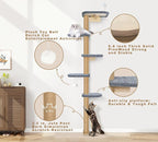 Cat Wall Shelves for Kittens, 83” Floor to Ceiling Cat Tree - Image 3