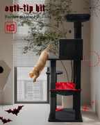 Gothic Cat Tree with Super Large Hammock, 56.3" Black Cat Tower with Coffin Bed - Image 6