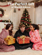 Mewaii Wearable Blanket Hoodie for Adults, Warm Sherpa & Soft Flannel Long - Image 6
