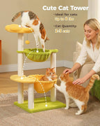 Flower Cat Tree with 2 Large Hammocks, 37.4" Small Cat Tower - Image 2