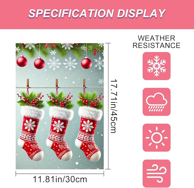 Christmas Garden Flag Three Stockings Winter Garden Flag 12x18 Inch Double - Image 3