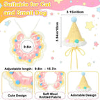 Sanwuta 2 Pcs Cat Birthday Party Supplies, Knit Cat Hat Kitten Birthday Bib - Image 3