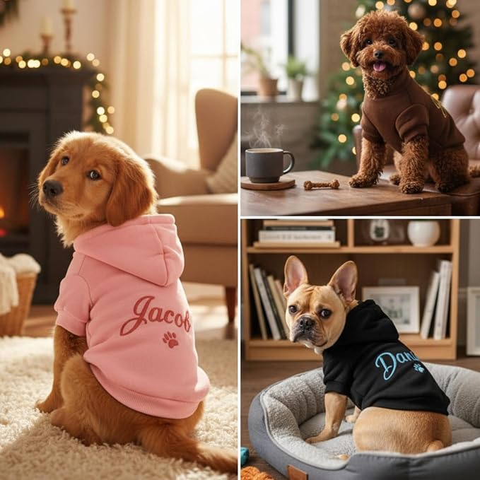 Personalized Name Dog Hoodie, Embroidered Hoodies Pets Name, Custom Pet Memorial - Image 2
