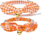 2 Pack Cotton Cat Collar, Removable Bowtie, Floral Pattern, Safety Breakaway by Petiry