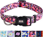 QQPETS Adjustable Soft Dog Collar: Print Flower Pink Multicolor Cute Patterns by QQPETS