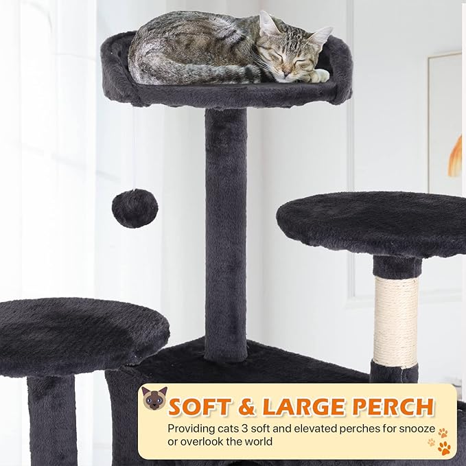 70 Inch Light Gray Cat Tree, Tall Cat Tower - Image 2