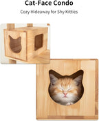 74" Wooden Cat Tree Tower for Large Cats, Cat Condo & Hammock, Natural Wood Cat - Image 7