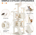 BestPet | 62" Cat Tree Tower | Beige | Sturdy, Hanging Cat Toys, Observation - Image 6
