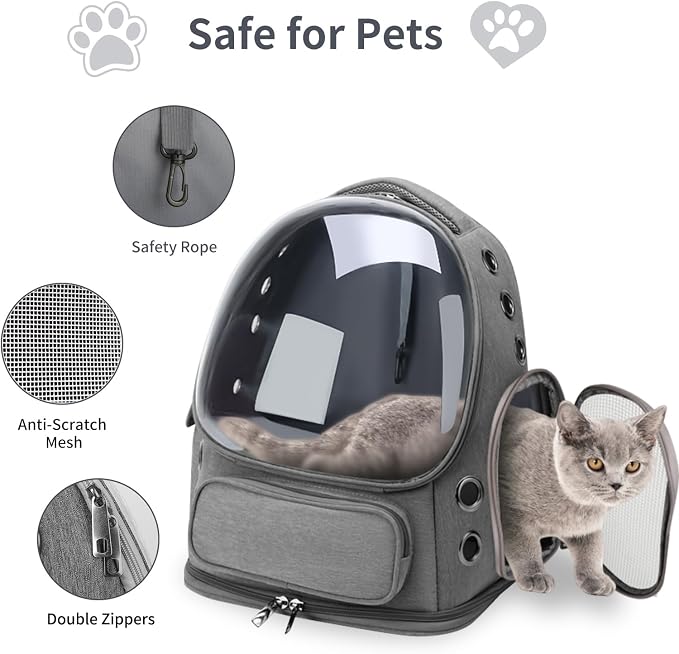 Cat Backpack Carrier for Cats and Small Dogs, Breathable Cat Bubble Backpack - Image 4