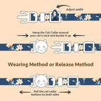 2 Pack Cotton Breakaway Cat Collar White and Blue Flowers Pendant Cute Kitten - Image 5