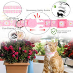 Cat Collars for Girl Cats, 3 Pack Spring Flower Cat Collars Breakaway - Image 5