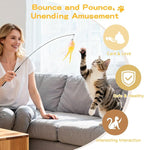 Pawaboo Feather Teaser Cat Toy, Interactive Feather Wand Cats Toy Flying - Image 5