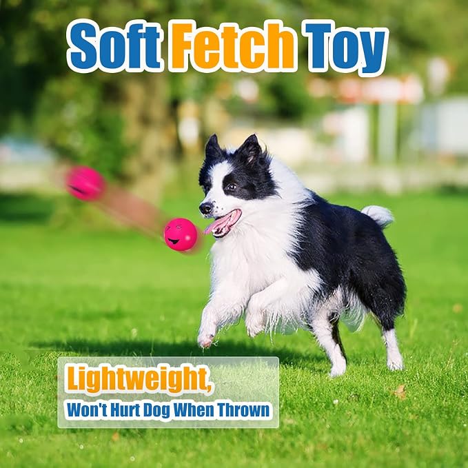 Squeaky Dog Toys for Medium Dogs, Soft Latex Squeaky Dog Balls, Smile Dog Toys - Image 5