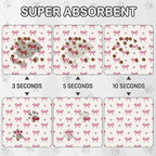 Pink Bow Dog Food Mat for Pet Cat Food Mat, Paws Absorbent Quick Dry Dog Bowl - Image 3