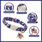4th 0f July Cat Collar, Summer Baseball Blue Cat Collar - Image 2