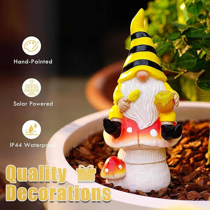 Solar Gnome on Mushroom Decor for Yard Decorations - Image 5