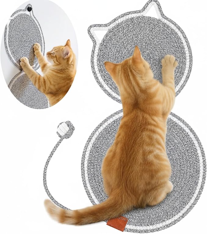 25.6 Inch Large Scratching Mat for Indoor Cats Natural Cotton Rope Flat by Shinylin