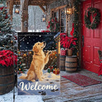 Golden Retriever Welcome Garden Flag 12x18 Inch Double Sided Christmas Winter - Image 2