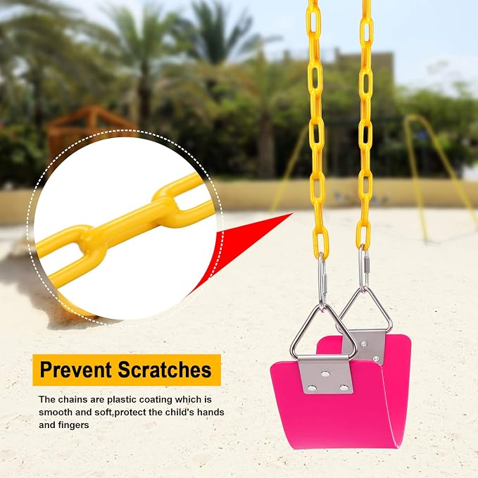 AGPTEK Swing Set, Seat with 66 Inch Anti-Rust Chains Thermoplastic Coated - Image 4
