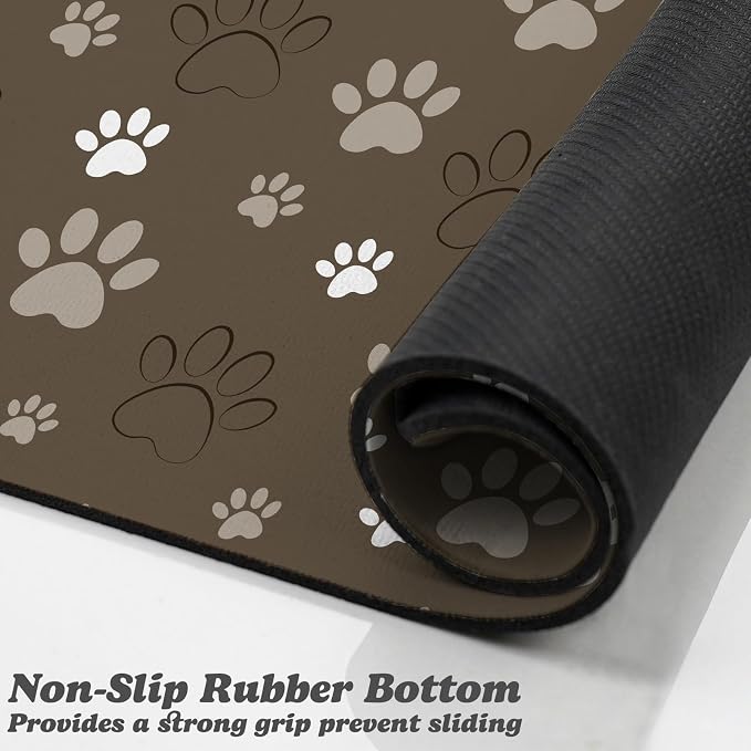 Dog Food Mat, Absorbent Water Bowl Mats Cat Pet Feeding Placemats Brown 16 * 24 - Image 3