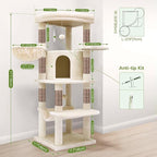Globlazer Corner Cat Tree, 51in Curved Series Modern Cat Tower - Image 7
