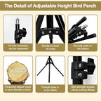 16-63 Inch Height Adjustable Bird Perch Pepper Wood Parrot Training Perch Stand - Image 5
