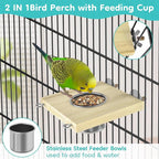 5in1 Bird Perch Ladder with Swing, Natural Wood Parrot Perches Platform with - Image 5