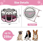 Pink Puppy Playpen for Middle Dog Cat, Dog Tent Crates Cage Indoor/Outdoor - Image 7