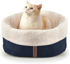 Self Warming Cat Bed, 17.7" x 13.7" Anti-Slip Soft Round Thermal Pet Cushion Bed by petace