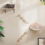 Cat Wall Stairs and Wall Shelves, 4 Piece Wood Cats Furniture Set, Padded - Image 5