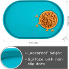 100% Waterproof 0.5" Raised Edge BPA Free Silicone Dog Food Mat, Pet Cat - Image 2