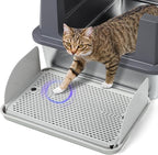 Cat Litter Box Step with Removable Splash-Proof Baffles, Large Pet Ramp by Bartuke