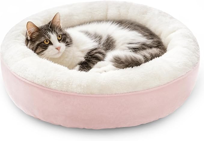 Love's cabin Round Donut Cat and Dog Cushion Bed, 20in Pet Bed by Lovescabin