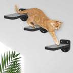 ESPETS Set of 3 Black Natural Sturdy Wood Cat Wall Floating Steps - Image 6
