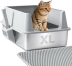 Stainless Steel Litter Box, XL Metal Litter Box by Futam