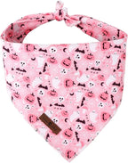 Lionet Paws Cotton Halloween Dog Bandanas Pink, Pumpkin Comfortable Dog Bandana by lionetpaws