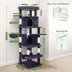 Globlazer Corner Cat Tree for Large Cats, 66inch Tall Curved Series Large Cat - Image 7