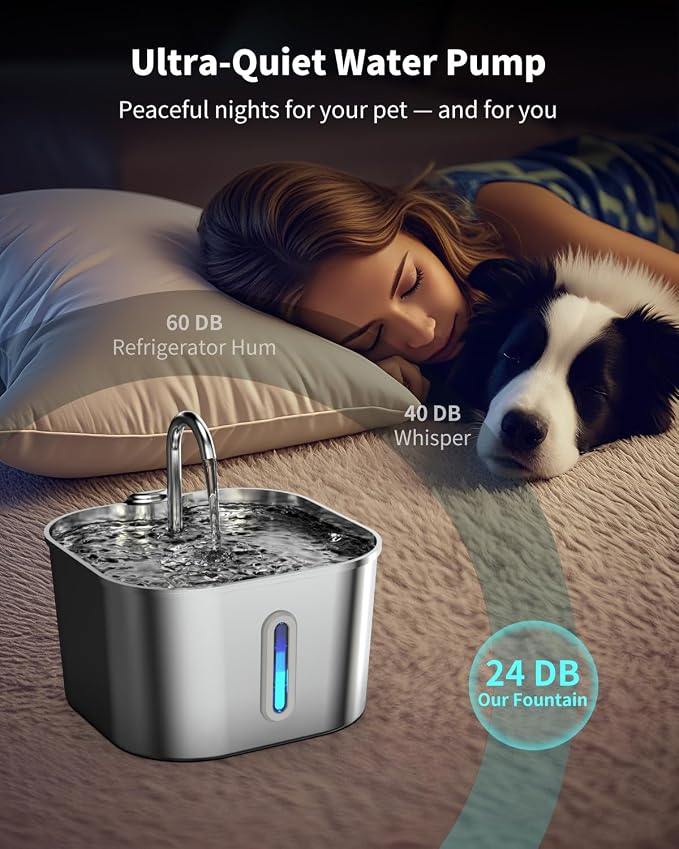 Cat Water Fountain Stainless Steel, 74oz/2.2L Cat Fountain - Image 5
