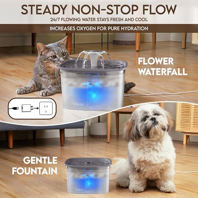 Veken Innovation Award Winner 95oz/2.8L Pet Fountain, Automatic Cat Water - Image 4